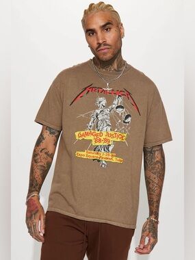 NWT METALLICA DAMAGED Damaged JUSTICE, BROWN, VARIOUS SIZES